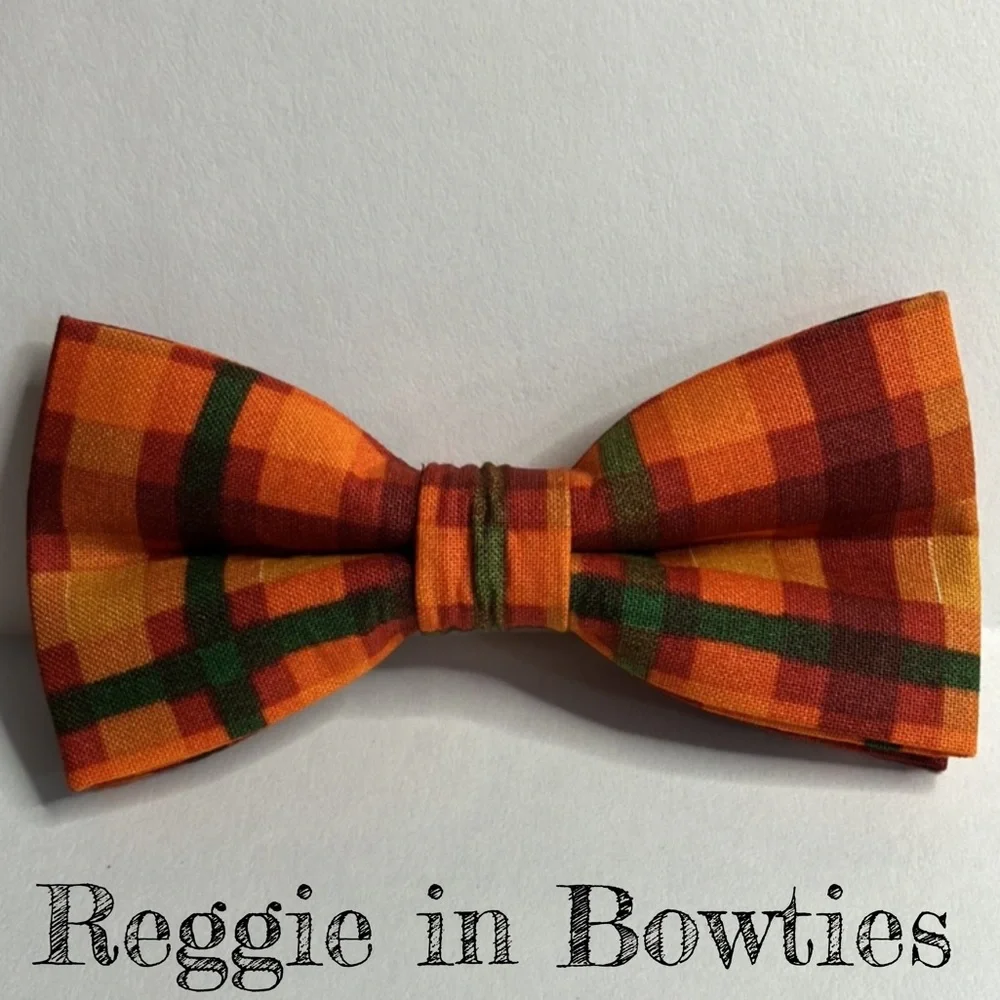 Pet Bowtie in a Fall Plaid for Halloween & Thanksgiving
